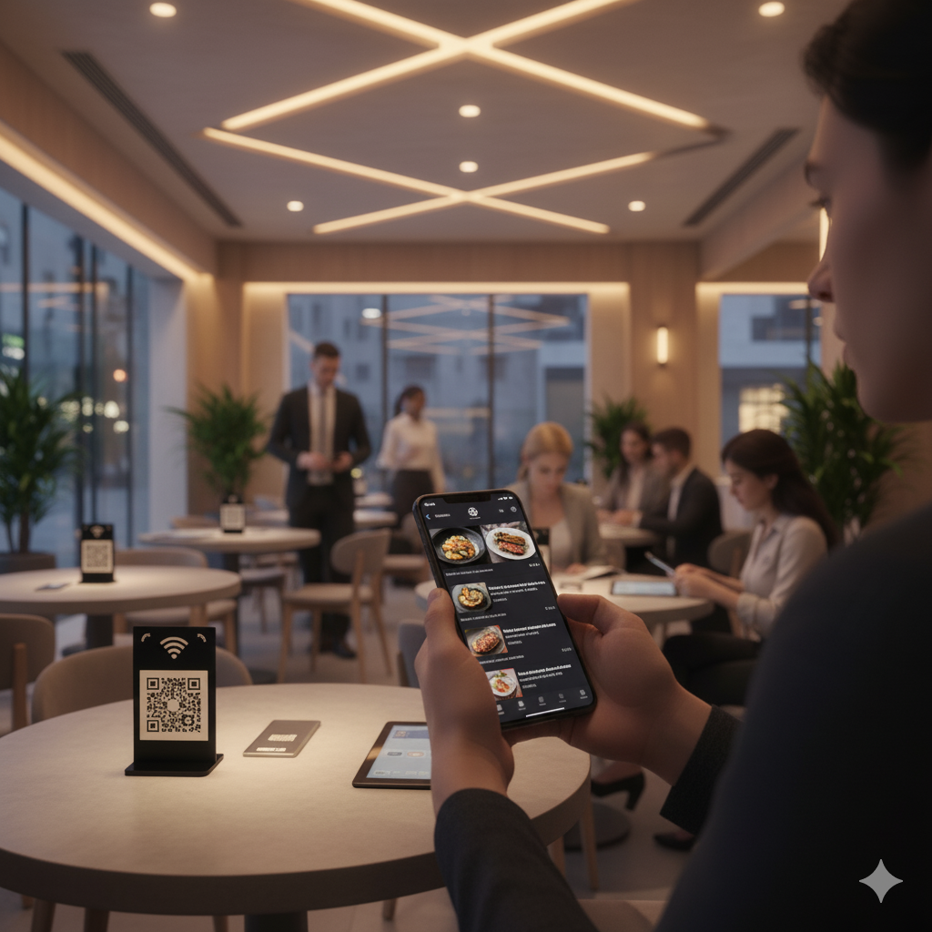 Step 2: Customer accessing digital menu via QR code or NFC
